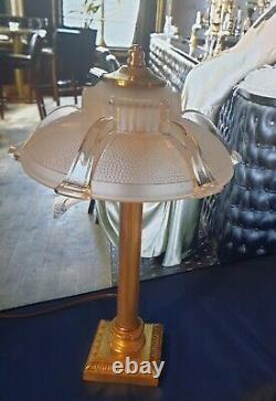 Art Deco Lamp Art Nouveau Glass Cast Bronze Or Laiton