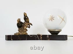 Art Deco Lamp Aux Moins Marble Bronze & Glass 1920 1930 Vintage 20s 30s