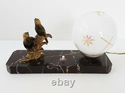 Art Deco Lamp Aux Moins Marble Bronze & Glass 1920 1930 Vintage 20s 30s