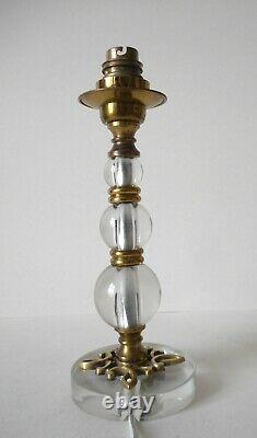 Art Deco Lamp Foot, Glass, Bronze, Brass, Circa 1940