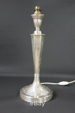 Art Deco Lamp Foot Silver Fourré H 39 CM