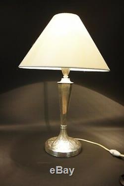 Art Deco Lamp Foot Silver Fourré H 39 CM