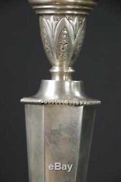 Art Deco Lamp Foot Silver Fourré H 39 CM