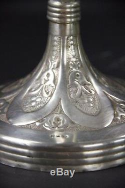 Art Deco Lamp Foot Silver Fourré H 39 CM