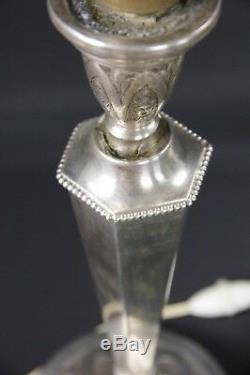 Art Deco Lamp Foot Silver Fourré H 39 CM