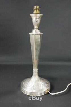 Art Deco Lamp Foot Silver Fourré H 39 CM