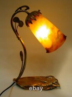 Art Deco Lamp New Bronze Glass Pate Muller Frés Lunéville 1910-1920