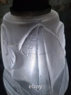 Art Deco Lamp Silvered Bronze + Pressed Glass Degué. French Lamp