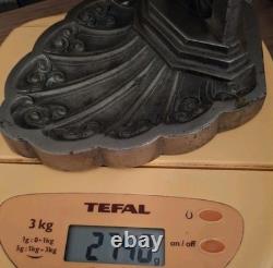 Art Deco Lamp Silvered Bronze + Pressed Glass Degué. French Lamp