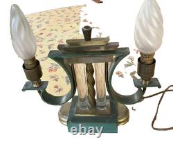 Art Deco Lamp in Bronze and Glass