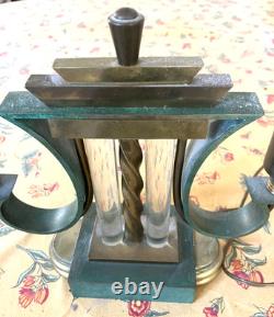Art Deco Lamp in Bronze and Glass