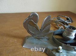 Art Deco Lamps At Bronze Birds Rare Pair For Muller Degue Glassware