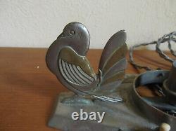 Art Deco Lamps At Bronze Birds Rare Pair For Muller Degue Glassware