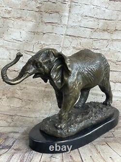 Art Deco Large Elephants Elephant African Fauna Bronze Sculpture Marble Decor