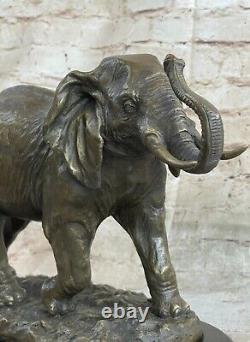 Art Deco Large Elephants Elephant African Fauna Bronze Sculpture Marble Decor