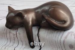Art Deco Lion Signed Bronze Statue Figurine Wild Cubist Cat Cast Sculpture