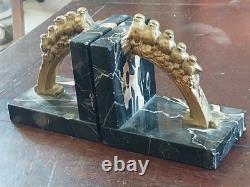 Art Deco Louis Albert Carvin Bronze Bookends with Birds and Branches, Unsigned