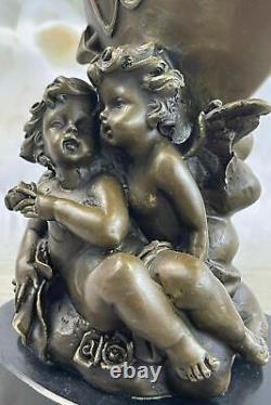 Art Deco Marble Bronze Sculpture Angel Psyche and Eros Figurine Statue Cupid