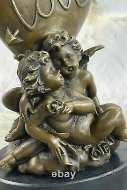 Art Deco Marble Bronze Sculpture Angel Psyche and Eros Figurine Statue Cupid