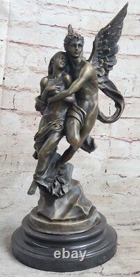 Art Deco Marble Bronze Sculpture Angel Psyche and Eros Statue Figurine Cupid