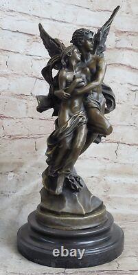 Art Deco Marble Bronze Sculpture Angel Psyche and Eros Statue Figurine Cupid