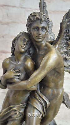 Art Deco Marble Bronze Sculpture Angel Psyche and Eros Statue Figurine Cupid