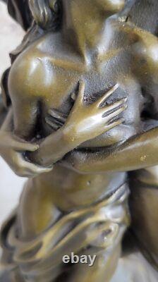 Art Deco Marble Bronze Sculpture Angel Psyche and Eros Statue Figurine Cupid