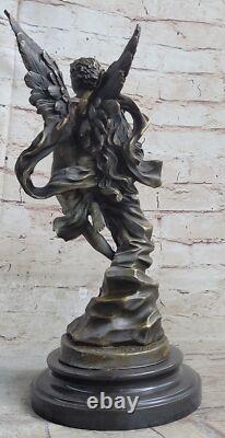 Art Deco Marble Bronze Sculpture Angel Psyche and Eros Statue Figurine Cupid