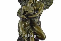 Art Deco Marble Bronze Sculpture Angel Psyche and Eros Statue Figurine Cupid Deal