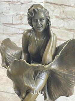 Art Deco Marble Bronze Sculpture Statue Sexy Figure Erotic Marilyn Monroe