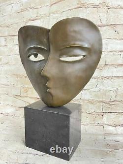 Art Deco Modern Faces By Picasso Bronze Sculpture Marble Base Figure Deal