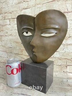 Art Deco Modern Faces By Picasso Bronze Sculpture Marble Base Figure Deal