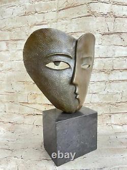 Art Deco Modern Faces By Picasso Bronze Sculpture Marble Base Figure Deal