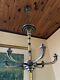 Art Deco Modernist Silvered Bronze Chandelier 6 Lights 1930 Boretti Fournet Coduré