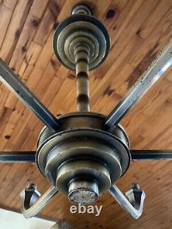 Art Deco Modernist Silvered Bronze Chandelier 6 Lights 1930 Boretti Fournet Coduré