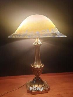 Art Deco Molded Glass, Bronze or Brass Lamp