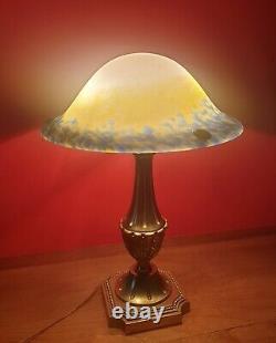 Art Deco Molded Glass, Bronze or Brass Lamp