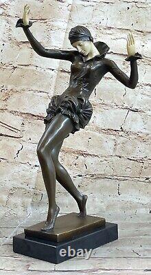 Art Deco, Mr. Nick Egyptian Bronze Dancer Signed Statue Font Figurine