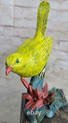 Art Deco Multi-Color Patina Love Bird Bronze Sculpture Marble Statue