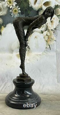 Art Deco New Chiparus Bronze Style Sculpture Dancer Marble Base Figure Nr