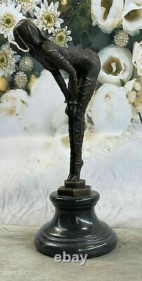 Art Deco New Chiparus Bronze Style Sculpture Dancer Marble Base Figure Nr