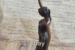Art Deco / New Font High Woman French Bronze Lamp Sculpture Statue Deal