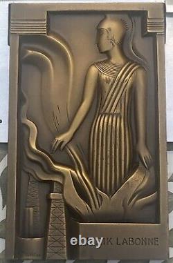 Art Deco New Miklos Bronze Medal Plaque