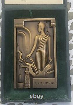 Art Deco New Miklos Bronze Medal Plaque