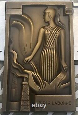 Art Deco New Miklos Bronze Medal Plaque