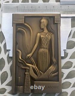 Art Deco New Miklos Bronze Medal Plaque