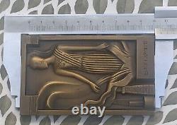 Art Deco New Miklos Bronze Medal Plaque