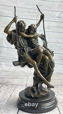 Art Deco / New Original Signed Open By Cesaro Loving Couple Bronze Statue