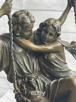 Art Deco / New Original Signed Open By Cesaro Loving Couple Bronze Statue