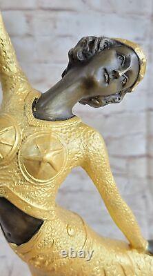 Art Deco / New Style Bronze Marble Sculpture Signed D H Chiparus Figure